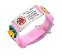 Gamtic Kids Personalized Medical ID Bracelet-Adjustable Kids Bracelet | Silicone Medical Alert Bracelet , Autism Allergy Seizure ID Wristband, Waterproof Cartoon Bracelet for Boys Girls