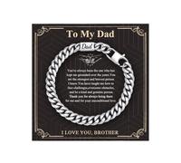 Gamtic Men's Bracelets Gifts for Men - Engraved Silver Cuban Chain Bracelet Love Massage Personalised Mens Bracelets Birthday Christmas Presents Fathers' Day Gift for Daddy, 23CM