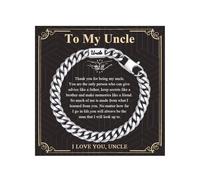 Gamtic Men's Bracelets Gifts for Uncle - Engraved Silver Cuban Chain Bracelet Love Massage Personalised Mens Bracelets Birthday Father's Day Christmas Presents for Men (Uncle, 8.3 Inch)