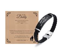 Gamtic Personalised Mens Leather Bracelets - Engraved Infinity Love Massage Bracelet Gifts for Him Son Boyfriend Husband Dad, Gift for Christmas Birthday Father's Day (Black-best dad)