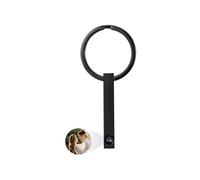 Gamtic Personalised Photo Projection Keyrings - Custom Circle Keychain with Picture Inside for Men Women Customizable Engraving Name Bar Vertical Jewelry Gifts for Dad Friend Couples (Black)