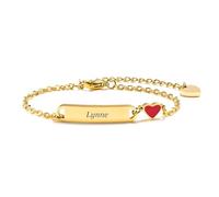 Gamtic Personalised Red Heart Bracelets - Gift for Birthday Friendship Mum Daughter Sister 18th 21th 30th 40th 16th 13th Her Women Girl Friend Engraved Name Parent-child Bracelets (Gold-Adult)