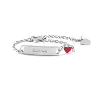 Gamtic Personalised Red Heart Bracelets - Gift for Birthday Friendship Mum Daughter Sister 18th 21th 30th 40th 16th 13th Her Women Girl Friend Engraved Name Parent-child Bracelets (Silver-Kids)
