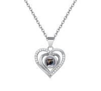 Gamtic Photo Necklace Personalised Projection -Custom Heart Pendant with Picture Inside Valentine's Day Birthday Christma Memorial Love Jewelry Gift for Women Girlfriend Mom Daughter Friend (Silver)
