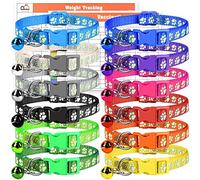 GAMUDA 12Pcs Reflective Puppy Collars, Soft Nylon Whelping Collars, Identification Collars Glow in the Dark, Adjustable Buckle Litter Collars with 2 Record Keeping Charts (S)