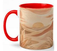 GAMUDA Boho Desert Sunrise Coffee Mug, Minimal Sand Dune Landscape Design, 11 oz Ceramic Cup