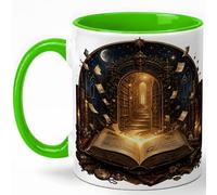 GAMUDA Dark Academia Magic Book Coffee Mug, Gothic Library Moonlight Fantasy Design, 11 oz Ceramic Cup