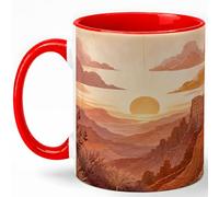 GAMUDA Desert Canyon Sunset Coffee Mug, Boho Southwest Landscape Design, 11 oz Ceramic Cup