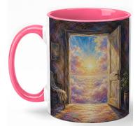 GAMUDA Open Door Sunrise 11oz Ceramic Mug, Bright Cloud Pathway Art