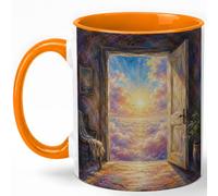 GAMUDA Open Door Sunrise 11oz Ceramic Mug, Bright Cloud Pathway Art