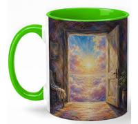 GAMUDA Open Door Sunrise 11oz Ceramic Mug, Bright Cloud Pathway Art