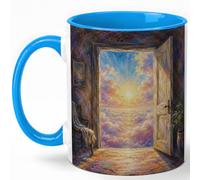 GAMUDA Open Door Sunrise 11oz Ceramic Mug, Bright Cloud Pathway Art