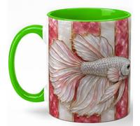 GAMUDA Pink Betta Fish Coffee Mug, Aquarium Fish Mug, Ceramic 11 oz