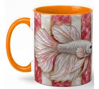 GAMUDA Pink Betta Fish Coffee Mug, Aquarium Fish Mug, Ceramic 11 oz