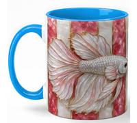 GAMUDA Pink Betta Fish Coffee Mug, Aquarium Fish Mug, Ceramic 11 oz