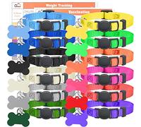 GAMUDA Puppy Collars ID Tags - Super Soft Whelping Puppy ID - Adjustable Breakaway Litter Collars Pups - Assorted Colors Plain & Identification Collars with 2 Record Keeping Charts - Set of 12 (S)