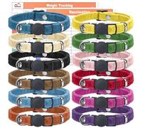 GAMUDA Puppy Collars - Super Soft Velvet Whelping Puppy ID - Adjustable Breakaway Litter Collars Pups - Assorted Colors Plain & Identification Collars with 2 Record Keeping Charts - Set of 12 (M)