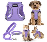 GAMUDA Small Dog Harness Collar and Leash Set, Step in No Chock No Pull Linen Fabric Soft Mesh Dog Vest Harnesses Reflective for Dogs Puppy Cats Kitten Rabbit (Purple, S)