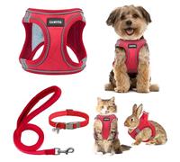 GAMUDA Small Dog Harness Collar and Leash Set, Step in No Chock No Pull Linen Fabric Soft Mesh Dog Vest Harnesses Reflective for Dogs Puppy Cats Kitten Rabbit (Red, XS)