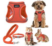 GAMUDA Small Dog Harness Collar and Leash Set, Step in No Chock No Pull Linen Fabric Soft Mesh Dog Vest Harnesses Reflective for Dogs Puppy Cats Kitten Rabbit (Orange, S)