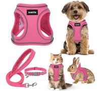 GAMUDA Small Pet Harness and Leash Set, Soft Linen Fabric and Reflective Mesh for Dogs, Puppies, Cats, Kittens, Rabbits (Pink, Size S)