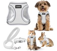GAMUDA Small Pet Harness Collar and Leash Set, Step in No Chock No Pull Linen Fabric Soft Mesh Dog Vest Harnesses Reflective for Dogs Puppy Cats Kitten Rabbit (White, XS)