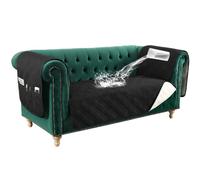 GAMUKAI 100% Waterproof Chesterfield Sofa Cover, Quilted Couch Slipcover with Extra Long Armrest Cover, Furniture Protector for Kids, Dogs, Pets (Black, Loveseat)