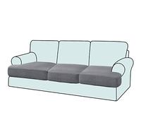 GAMUKAI 3PC Stretch T Cushion Sofa Slipcovers Individually Sofa Cushion Covers for 3 Cushion Couch Seat Cushion Covers (3, Light Grey)