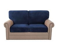 GAMUKAI 4 Piece Stretch Cushion Covers with Sofa Backrest T Cushion Slipcovers Set Suitable for Armchair Loveseat Sofa, Velvet Couch Back and Seat Cushion Covers Set (Navy, Loveseat)