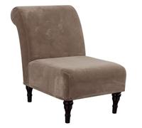 GAMUKAI Armless Accent Chair Slipcover Velvet Stretch Accent Slipper Chair Cover Removable Oversized Big Chair Furniture Protector Slip Cover for Home Hotel (Taupe)