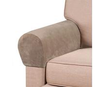 GAMUKAI Stretch Armrest Covers Velvet Arm Covers for Chairs Couch Sofa Armchair Slipcovers for Recliner Sofa 2pcs (Taupe)
