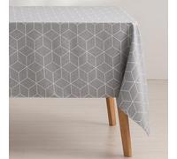 GAMUSI Geometric Stain Resistant Tablecloth, Table Cover, Tablecloths Line Grey 140 x 140 cm