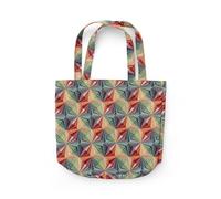 GAMUSI Large geometric beach fabric bag - Totebag cotton 45x40cm, Multicolor.
