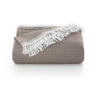 GAMUSI Multi-purpose Bedspread for 90/105 cm Bed and Sofa. Plaid Foulard Bedspread Sofa Cover 2 Seater Soft and Breathable Cotton Honeycomb - 180 x 280 cm, Coffee