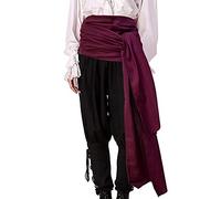 Gamusi Pirate Sash Medieval Renaissance Large Sash Halloween Costume Waist Sash Jack Belt Captain Props - - One size