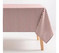 GAMUSI Rectangular Stain-Resistant Tablecloth, Waterproof Tile-Striped Cotton Fabric, 160 x 100 cm