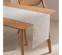 GAMUSI Rectangular Table Runner, Stain-Resistant, Waterproof, Vichy, Checked, 45 x 170 cm, Cotton Touch, Breathable and Soft, Light Grey