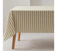 GAMUSI Rectangular Tablecloth, Striped, Green, Waterproof, Fabric, 100% Cotton, Washable, Indoor and Outdoor Use, 140 x 180 cm