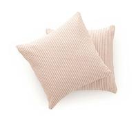 GAMUSI Set of 2 Cushion Covers 45 x 45 cm - Decorative Covers with Zip Closure Striped for Interior, Mauve