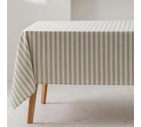 GAMUSI Square Tablecloth Stripes Seawater Waterproof Touch Fabric 100% Cotton Washable Indoor and Outdoor 140 x 140 cm