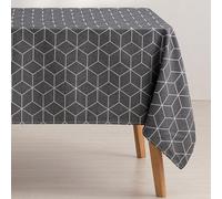 GAMUSI Stain Resistant Geometric Line Anthracite Tablecloth 140 x 240 cm