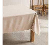 GAMUSI Stain Resistant Plain Rectangular Tablecloth Heather Fabric, Natural Touch, 140 x 240 cm, Ecru