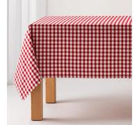 GAMUSI Stain Resistant Rectangular Fabric Tablecloth Vichy Chequered Waterproof Cotton 140 x 100 cm Red