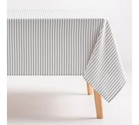 GAMUSI Stain Resistant Rectangular Tablecloth Cotton Fabric Waterproof Grey Stripes, 160 x 200 cm