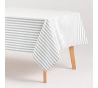 GAMUSI Stain Resistant Rectangular Tablecloth Cotton Fabric Waterproof Marine Water Stripes, 140 x 300 cm