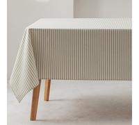 GAMUSI Stain Resistant Rectangular Tablecloth Fine Stripes Water Waterproof Touch Fabric 100% Cotton Washable Indoor and Outdoor 140 x 300 cm