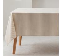 GAMUSI Stain Resistant Rectangular Thin Stripes Light Grey Waterproof Touch Fabric 100% Cotton Washable Indoor and Outdoor 140 x 300 cm