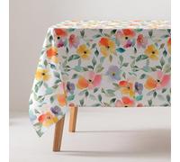 GAMUSI Stain Resistant Tablecloth Cotton Floral Rectangular Touch Fabric 160 x 240 cm, Beige