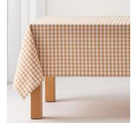 GAMUSI Stain-Resistant Tablecloth Gingham Cream 140 x 140 cm