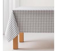 GAMUSI Stain-Resistant Tablecloth Gingham Grey 140 x 240 cm